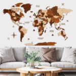 3D Houten wereldkaart - Multicolor