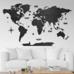 Houten wereldkaart - Zwart Hout