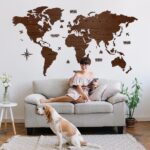 Houten wereldkaart - Walnoot - Afbeelding 2