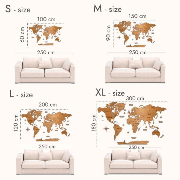 Houten wereldkaart - Eiken - Afbeelding 5