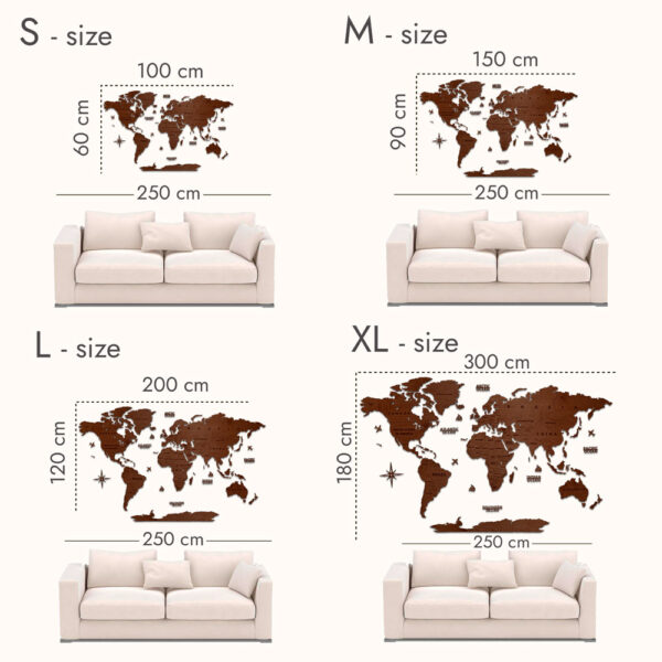 Houten wereldkaart - Walnoot - Afbeelding 6