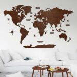 Houten wereldkaart - Walnoot