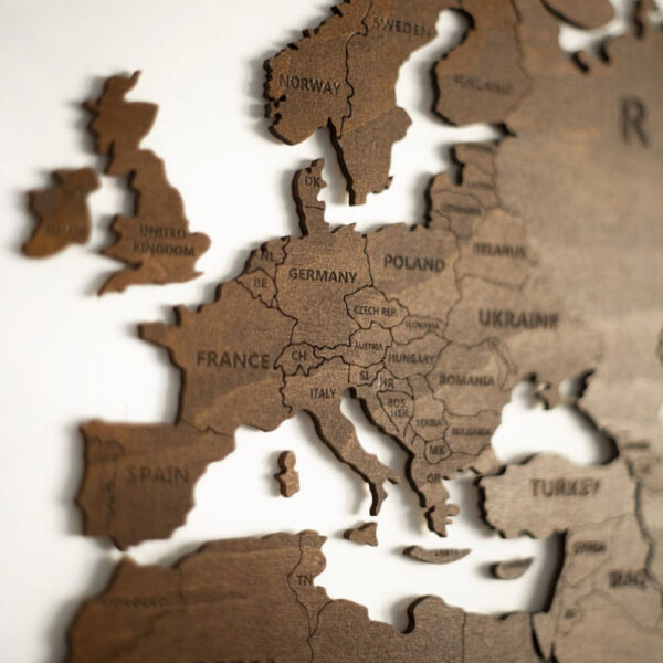 Houten wereldkaart - Walnoot - Afbeelding 4