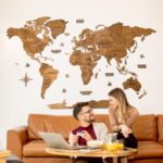 3D Houten wereldkaart - Eiken - Afbeelding 2