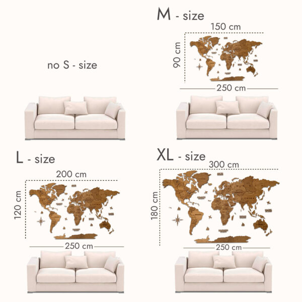 3D Houten wereldkaart - Eiken - Afbeelding 5