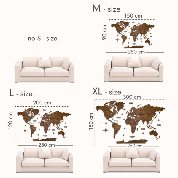 3D Houten wereldkaart - Walnoot - Afbeelding 5