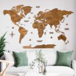 3D Houten wereldkaart - Eiken