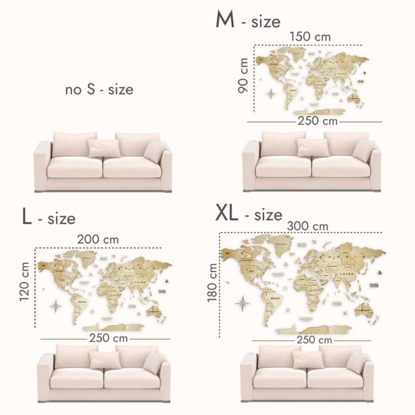 3D Houten wereldkaart - Natuurlijk - Afbeelding 6
