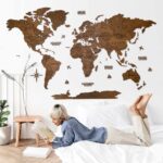 3D Houten wereldkaart - Walnoot