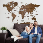 3D Houten wereldkaart - Walnoot - Afbeelding 2