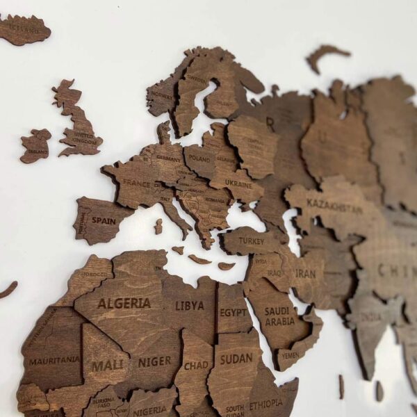 3D Houten wereldkaart - Walnoot - Afbeelding 4