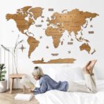 Houten wereldkaart - Eiken