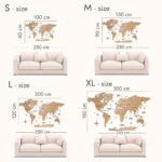 Houten wereldkaart - Blank Natuurlijk Zonder landsnaam - Afbeelding 3